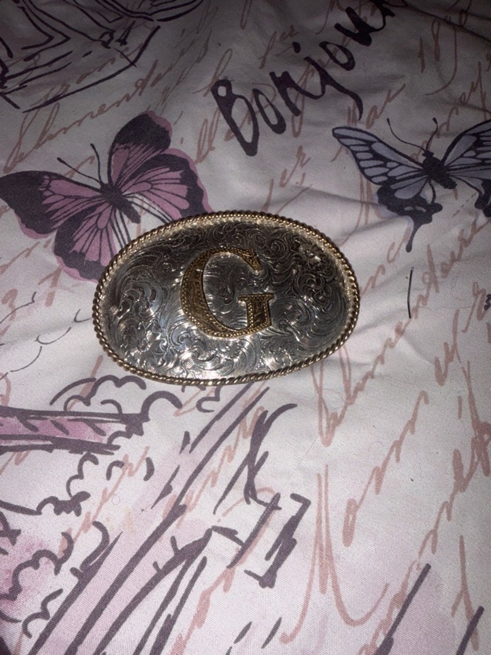 Gold and Silver Ornate 'G' Buckle - Women's Belt Accessory